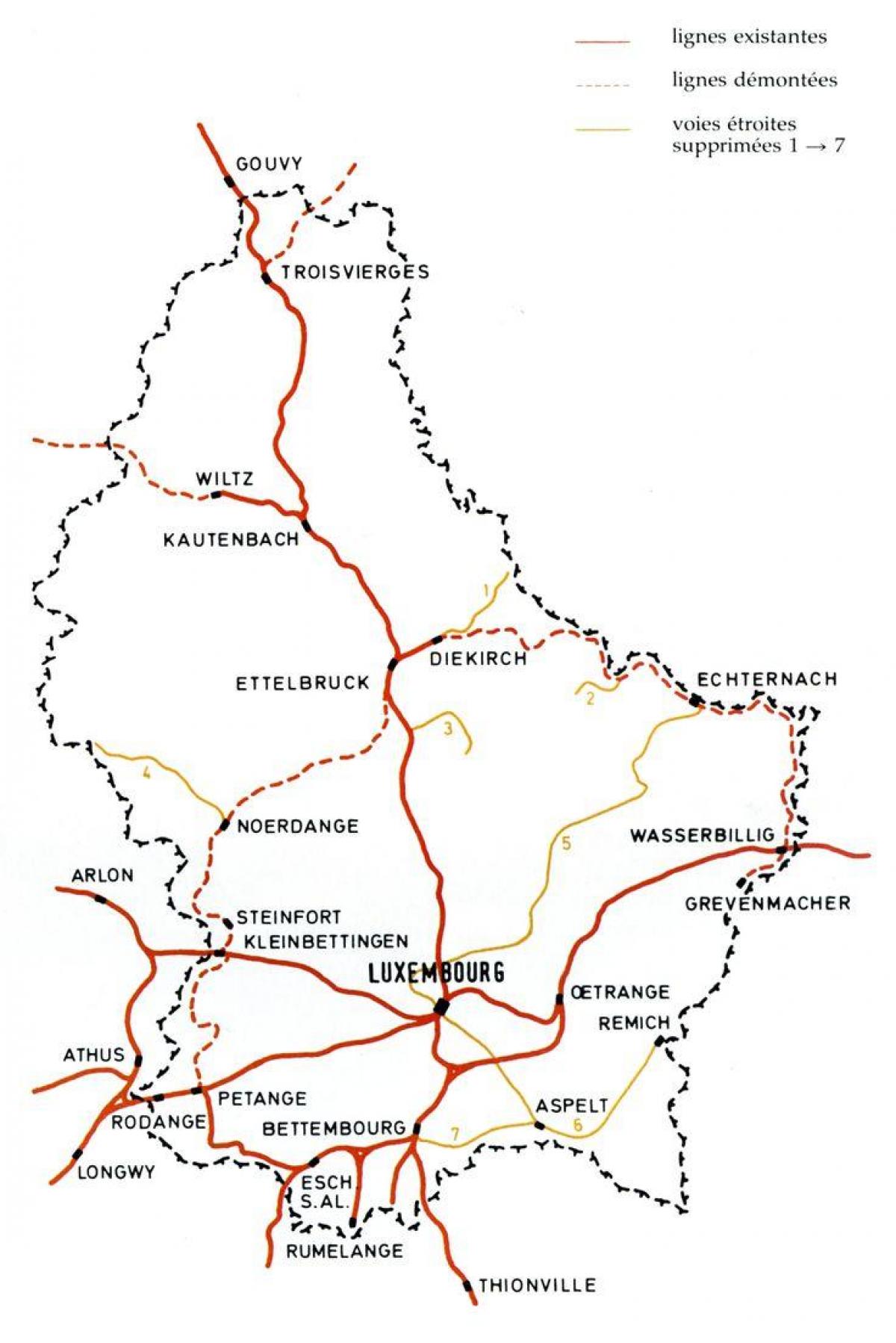 Lüksemburq dəmir yolu xəritəsi